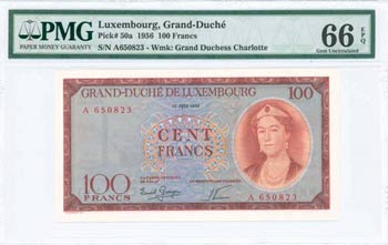 LUXEMBOURG: 100 Francs (15.6.1956) in ... 
