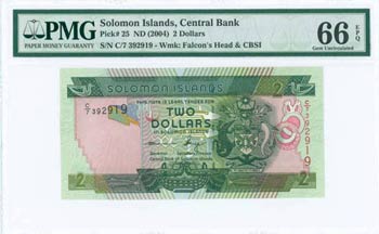 SOLOMON ISLANDS: 2 Dollars (ND 2004) in ... 