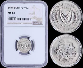 CYPRUS: 25 Mils (1979) in copper-nickel. ... 