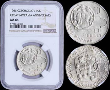 CZECHOSLOVAKIA: 10 Korun (1966) in silver ... 