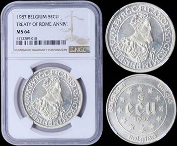 BELGIUM: 5 Ecu (1987) in silver (0,833) ... 