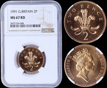 GREAT BRITAIN: 2 Pence (1991) in bronze. ... 