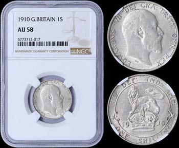 GREAT BRITAIN: 1 Shilling (1910) in silver ... 