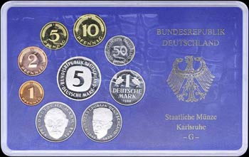 GERMANY: Coin set of 9 pieces from 1 Pfennig ... 