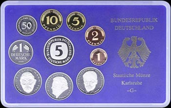 GERMANY: Coin set of 10 coins from 1 ... 