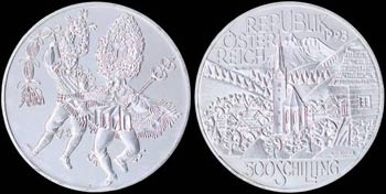 AUSTRIA: 500 Schilling (1993) in silver ... 