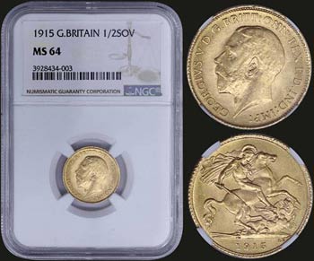 GREAT BRITAIN: 1/2 Sovereign (1915) in gold ... 