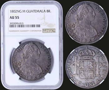 GUATEMALA: 8 Reales (1802 NG M) in silver ... 