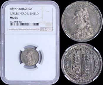 GREAT BRITAIN: 6 Pence (1887) in silver ... 