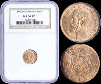 ROMANIA: 1 Ban (1900 B) in copper with head ... 