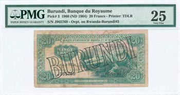 BURUNDI: 20 Francs (ND 1964 - old date ... 