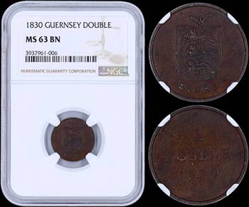 GUERNSEY: 1 Double (1830) in copper with ... 
