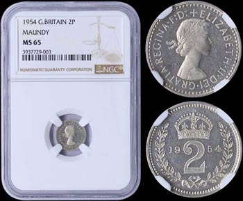 GREAT BRITAIN: 2 Pence (1954) in silver ... 