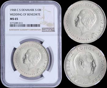 DENMARK: 10 Kroner (1968) in silver (0,800) ... 
