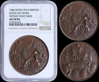 ITALY: Bronze medal (1686) commemorating ... 