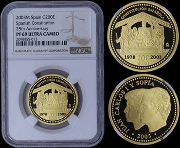 SPAIN: 200 Euro (2003 M) in gold (0,999) ... 