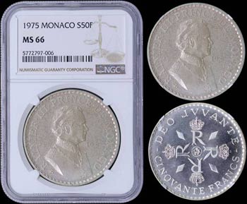 MONACO: 50 Francs (1975) in silver (0,900) ... 