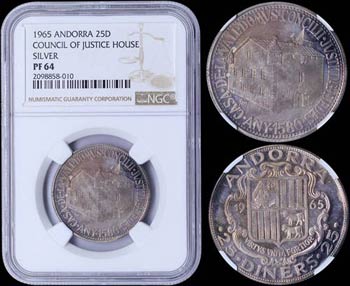 ANDORRA: 25 Diners (1965) in silver (0,900) ... 