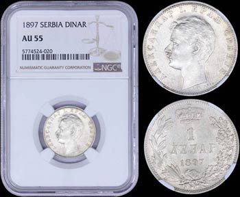 SERBIA: 1 Dinar (1897) in silver (0,835) ... 