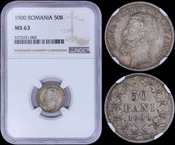 ROMANIA: 50 Bani (1900) in silver (0,835) ... 
