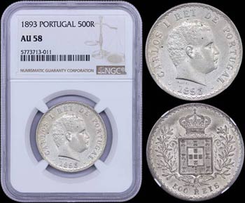 PORTUGAL: 500 Reis (1893) in silver (0,917) ... 