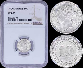 STRAITS SETTLEMENTS: 10 Cents (1900) in ... 