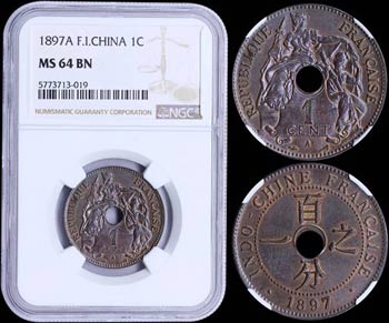 FRENCH INDOCHINA: 1 Cent (1897 A) in bronze ... 