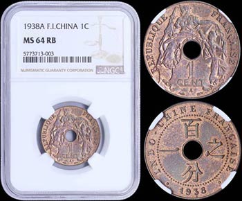 FRENCH INDOCHINA: 1 Cent (1938 A) in bronze ... 