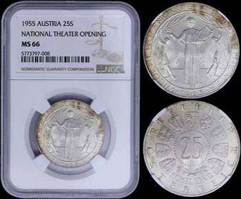AUSTRIA: 25 Schilling (1955) in silver ... 