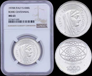 ITALY: 1000 Lire (1970 R) in silver (0,835) ... 