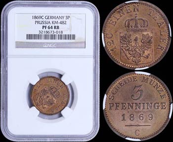 GERMAN STATES / PRUSSIA: 3 Pfennig (1869 C) ... 