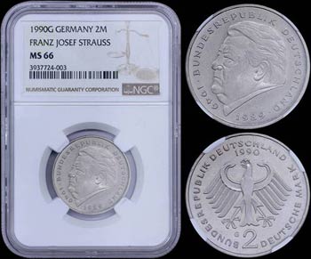 GERMANY: 2 Mark (1990 G) in copper-nickel ... 