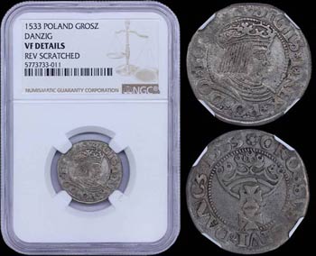 POLAND / DANZIG: 1 Grosz (1533) in silver ... 