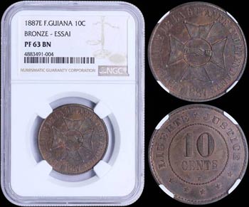 FRENCH GUIANA: Essai of 10 Centimes (1887 E) ... 