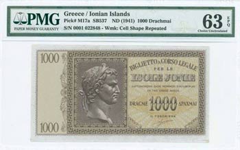 ITALIAN OCCUPATION - GREECE: 1000 Drachmas ... 