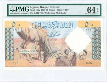ALGERIA: 50 Dinars (1.1.1964) in light brown ... 