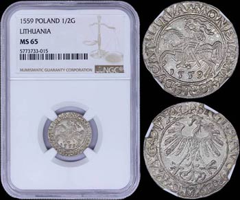 POLAND / LITHUANIA: 1/2 Groat (1559) in ... 