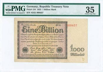 GERMANY: 1 billion Mark (5.11.1923) in black ... 