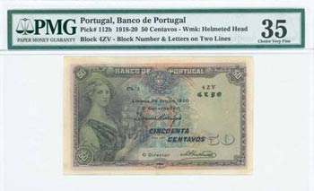 PORTUGAL: 50 Centavos (25.6.1920) in purple ... 