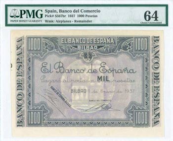 SPAIN: 1000 Pesetas (1.1.1937) remainder ... 