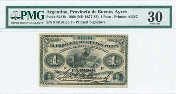 ARGENTINA: 1 Peso (1.1.1869 - ND 1877/83 ... 