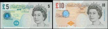GREAT BRITAIN: Set of 2 banknotes including ... 
