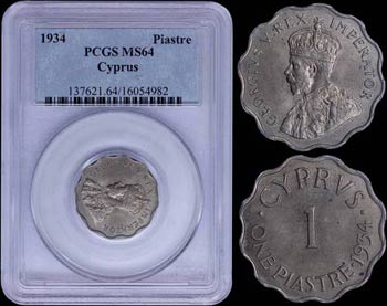 CYPRUS: 1 Piastre (1934) in copper-nickel ... 
