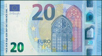 PORTUGAL: 20 Euro (2015) in blue and ... 