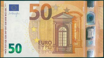 PORTUGAL: 50 Euro (2017) in orange and ... 