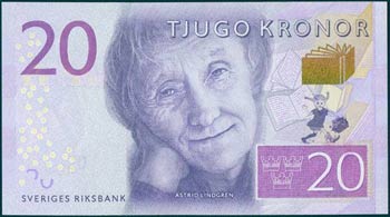 SWEDEN: 20 Kronor (2014) in violet with ... 