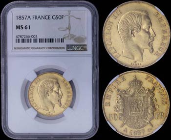 FRANCE: 50 Francs (1857 A) in gold (0,900) ... 