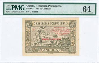 ANGOLA: 50 Centavos (1921) gray on light ... 