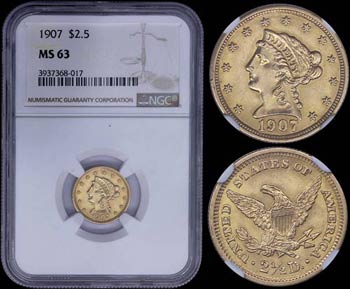 USA: 2,5 Dollars (1907) in gold (0,900) with ... 