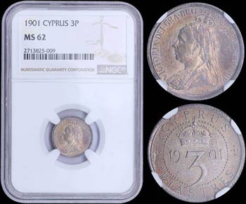 CYPRUS: 3 Piastres (1901) in silver (0,925) ... 